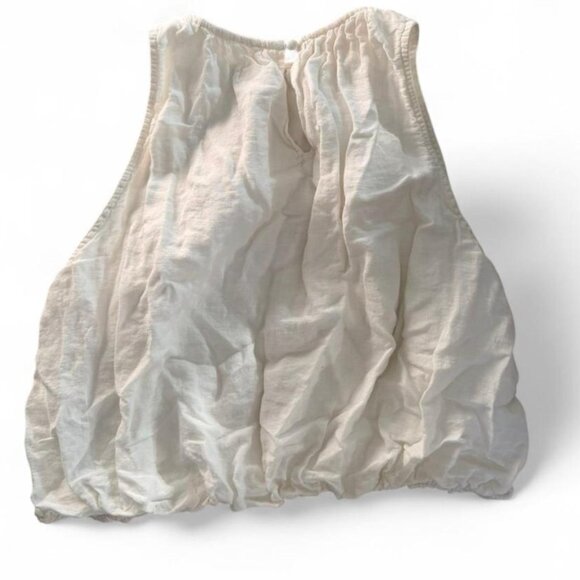 Anthropologie White Bubble Hem Sleeveless Blouse | Size L | Cream/White - Picture 2 of 3